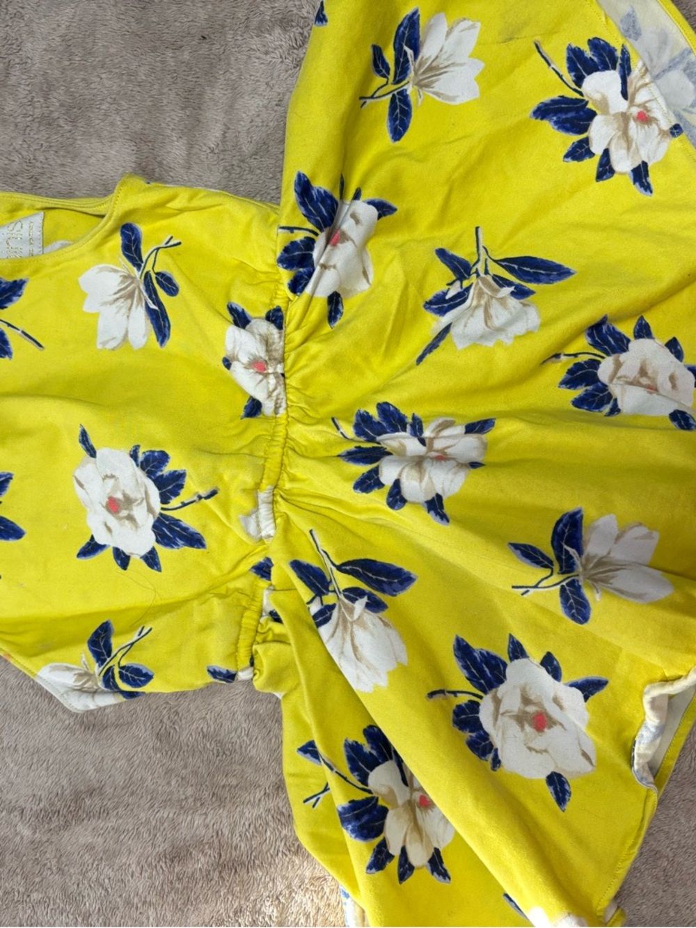 Little Miss Yellow Floral Casual Dress with Navy Leaves